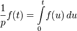 \frac{1}{p}f(t) = \int\limits_{0}^{t}\!f(u)\,du 