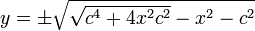 \textstyle y=\pm\sqrt{\sqrt{c^4+4x^2 c^2}-x^2-c^2}