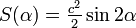 \textstyle S(\alpha)=\frac{c^2}{2}\sin2\alpha