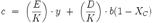 c \ = \ \left( {E \over K} \right) \cdot y \ + \ \left( {D \over K} \right) \cdot b (1-X_C )