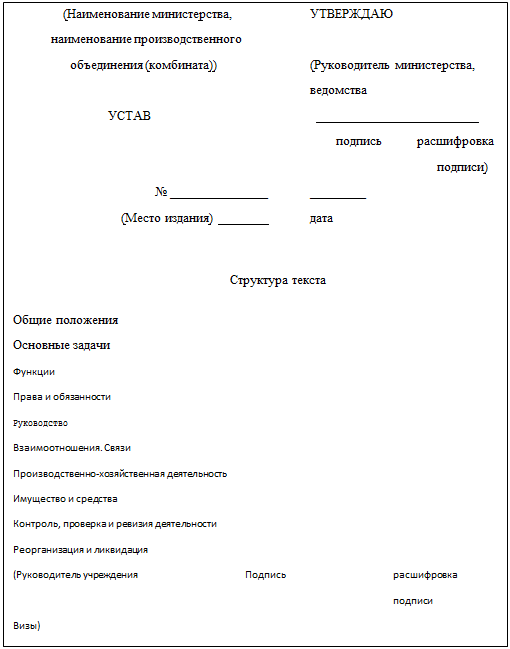 Реферат на тему организационные документы устав положение инструкция