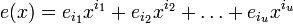 e(x) = e_{i_1}x^{i_1}+e_{i_2}x^{i_2}+\ldots+e_{i_u}x^{i_u}