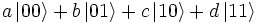 a\,|00\rangle + b\,|01\rangle + c\,|10\rangle + d\,|11\rangle